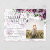 LeahG Plum Paars Berry Floral Wedding Herfst Winte Briefkaart (Voorkant)