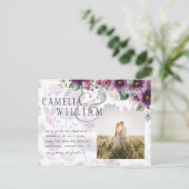 LeahG Plum Paars Berry Floral Wedding Herfst Winte Briefkaart (Staand voorkant)