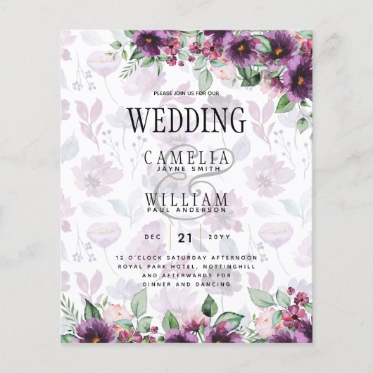 LeahG Plum Paars Berry Floral Wedding Herfst Winte Flyer (Voorkant)