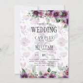 LeahG Plum Paars Berry Floral Wedding Herfst Winte Kaart (Voorkant)