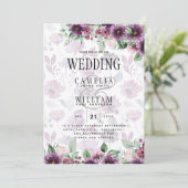LeahG Plum Paars Berry Floral Wedding Herfst Winte Kaart (Staand voorkant)