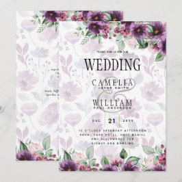 LeahG Plum Paars Berry Floral Wedding Herfst Winte Kaart