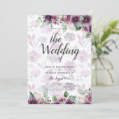 LeahG Plum Paars Berry Floral Wedding Herfst Winte Kaart (Staand voorkant)