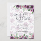 LeahG Plum Paars Berry Floral Wedding Herfst Winte Kaart (Voorkant)