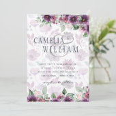 LeahG Plum Paars Berry Floral Wedding Herfst Winte Kaart (Staand voorkant)