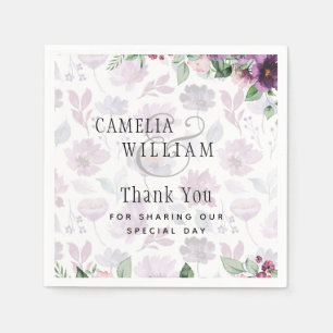 LeahG Plum Paars Berry Floral Wedding Herfst Winte Servet