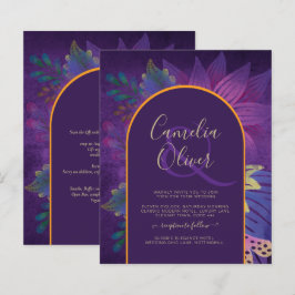 LeahG Plum Paars Gold JEWEL TONES Wedding INVITE