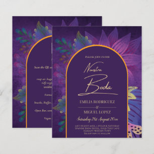 LeahG Plum Paars Gold JEWEL TONES Wedding INVITE