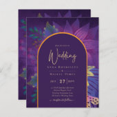 LeahG Plum Paars Gold JEWEL TONES Wedding INVITE (Voorkant / Achterkant)