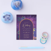 LeahG Plum Paars Gold JEWEL TONES Wedding INVITE Flyer (Enkel)