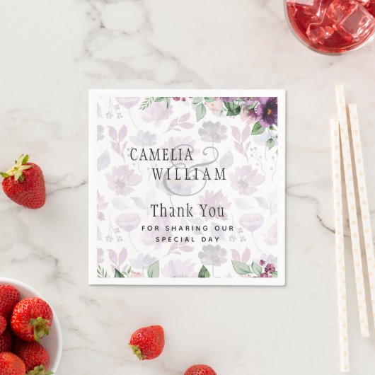 LeahG Plum Paarse Bes Bloemige Trouw Herfst Winter Servet (Insitu)