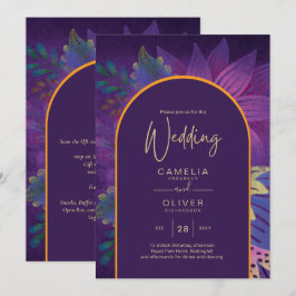 LeahG Pr Plum Paars Goud JEWEL TONES Trouw UITNODI Kaart