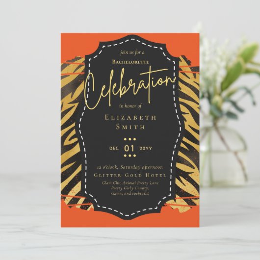 LeahG Pretty Girly Bachelorette Glam Dierprinten Kaart (Staand voorkant)