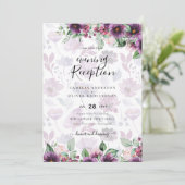LeahG Prum Paarse Bes Bloemig Bruiloft Herfst Wint Kaart (Staand voorkant)