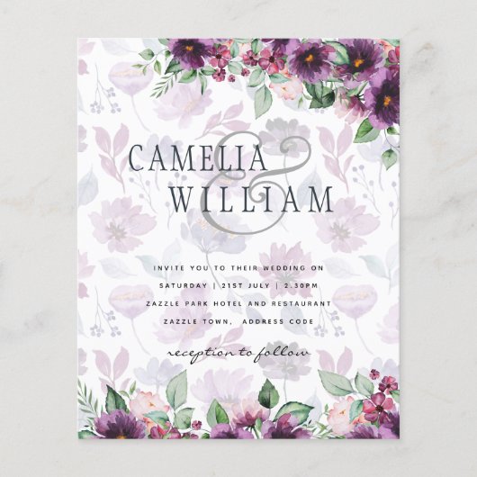 LeahG Prum Purper Bes Bloemig Bruiloft Herfst Wint (Voorkant)