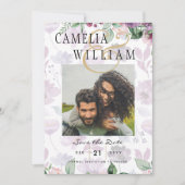 LeahG Prume Paarse Bes Bloemige Bruiloft Herfst Wi Kaart (Voorkant)