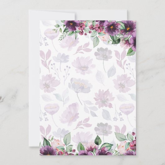 LeahG Prune Paars Bes Bloem Bruiloft Herfst Winter Kaart (Achterkant)