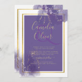 LeahG PURPER GOUD Trouw Lavendel ALCOHOL INKT Kaart (Voorkant / Achterkant)