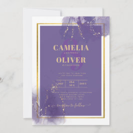 LeahG PURPER GOUD Trouw Lavendel ALCOHOL INKT Kaart