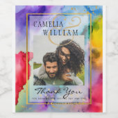 LeahG Regenboog Pride Alcohol Ink Trouwdag Wijn Etiket (Enkel label)