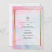 LeahG Roze Aqua Blauw Goud INK Trouw UITNODIGING (Achterkant)