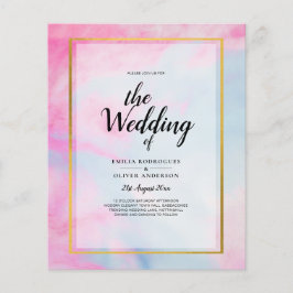 LeahG Roze Aqua Blauw Goud INK Trouw UITNODIGING Flyer