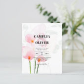 LeahG Roze Calla Lelie Bloemen Bruiloft Uitnodigin (Staand voorkant)