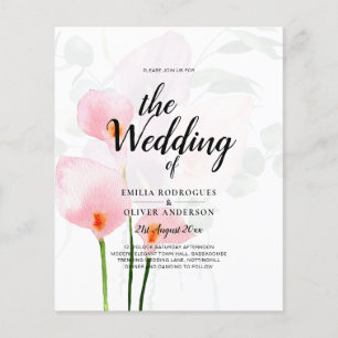 LeahG Roze Calla Lelie Bloemen Bruiloft Uitnodigin Flyer