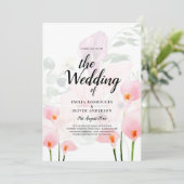 LeahG Roze Calla Lelie Trouw Uitnodiging Bloem (Staand voorkant)