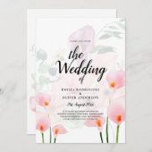LeahG Roze Calla Lelie Trouw Uitnodiging Bloem (Voorkant / Achterkant)
