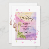 LeahG Roze Calla Lily Bloemen Bruiloft Uitnodiging (Voorkant / Achterkant)