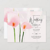 LeahG Roze Calla Lily Floral Wedding Invite (Voorkant / Achterkant)