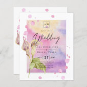 LeahG Roze Calla Lily Floral Wedding Invite (Voorkant / Achterkant)