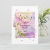 LeahG Roze Calla Lily Floral Wedding Invite allin1 Kaart (Staand voorkant)
