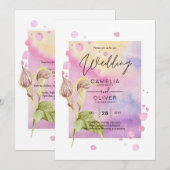 LeahG Roze Calla Lily Floral Wedding Invite allin1 Kaart (Voorkant / Achterkant)