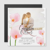 LeahG Roze Calla Lily PHOTO Overlay Wedding Invite (Voorkant / Achterkant)