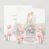 LeahG Roze Calla Lily PHOTO Overlay Wedding Invite (Voorkant / Achterkant)