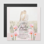 LeahG Roze Calla Lily PHOTO Overlay Wedding Invite (Voorkant / Achterkant)