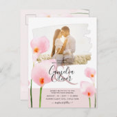 LeahG Roze Calla Lily PHOTO Overlay Wedding Invite Briefkaart (Voorkant / Achterkant)