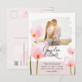 LeahG Roze Calla Lily PHOTO Overlay Wedding Invite Briefkaart