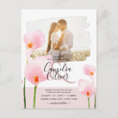 LeahG Roze Calla Lily PHOTO Overlay Wedding Invite Briefkaart (Voorkant)