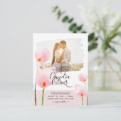 LeahG Roze Calla Lily PHOTO Overlay Wedding Invite Briefkaart (Staand voorkant)