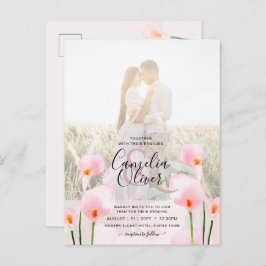 LeahG Roze Calla Lily PHOTO Overlay Wedding Invite Briefkaart