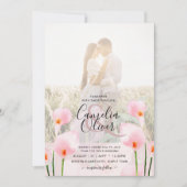 LeahG Roze Calla Lily PHOTO Overlay Wedding Invite Kaart (Voorkant)