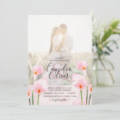 LeahG Roze Calla Lily PHOTO Overlay Wedding Invite Kaart (Staand voorkant)