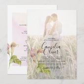 LeahG Roze Calla Lily PHOTO Overlay Wedding Invite Kaart (Voorkant / Achterkant)