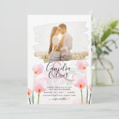 LeahG Roze Calla Lily PHOTO Overlay Wedding Invite Kaart (Staand voorkant)
