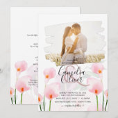 LeahG Roze Calla Lily PHOTO Overlay Wedding Invite Kaart (Voorkant / Achterkant)