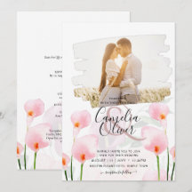 LeahG Roze Calla Lily PHOTO Overlay Wedding Invite