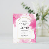 LeahG ROZE GOUDEN INKT Abstracte Huwelijks UITNODI (Staand voorkant)